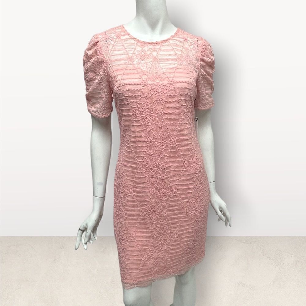 ‎Kensie Pink Lace Short Sleeve Dress